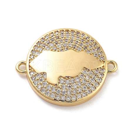 Rack Plating Brass Micro Pave Clear Cubic Zirconia Honduras Map Links Connector Charms KK-C063-23G-1