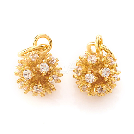 Brass Micro Pave Cubic Zirconia Charms KK-I672-19G-1