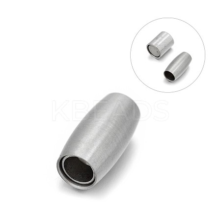 Tarnish Resistant Matte 304 Stainless Steel Barrel Magnetic Clasps with Glue-in Ends LS-STAS-E089-18A-1
