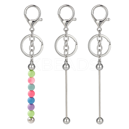 2Pcs Brass Bar Beadable Keychain for Jewelry Making DIY Crafts KEYC-CJ0001-04-1