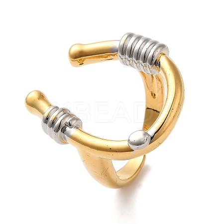 U-Shape Brass Open Cuff Rings for Women RJEW-B062-13GP-1