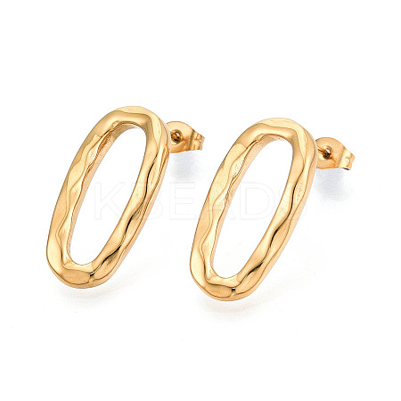 304 Stainless Steel Oval Stud Earrings for Women LS-EJEW-N016-020G-1