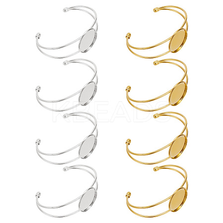8Pcs 2 Colors Brass Cuff Bangle Making KK-AR0003-77-1
