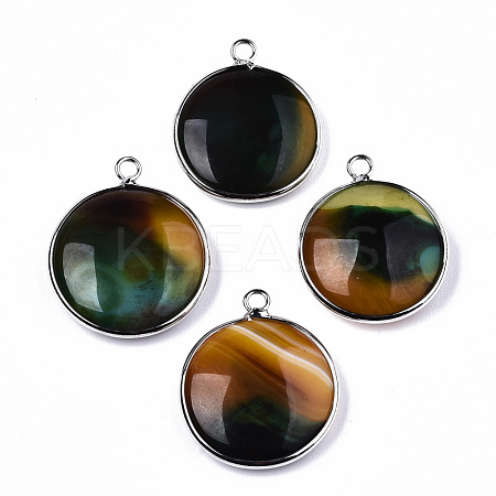 Natural Banded Agate Pendants G-N326-87A-02-1