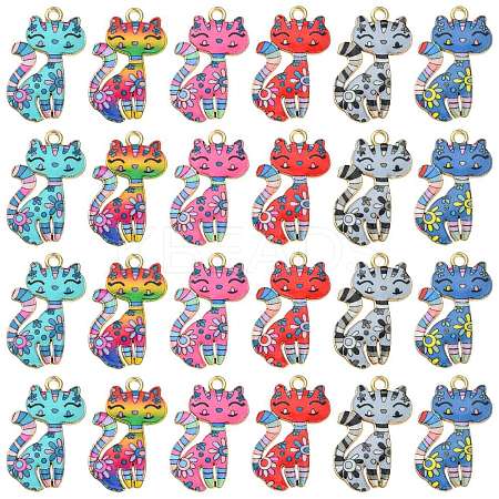 24Pcs 6 Colors Printed Alloy Pendants FIND-SZ0003-39-1