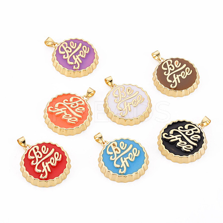 Brass Enamel Pendants ENAM-S128-002-NR-1