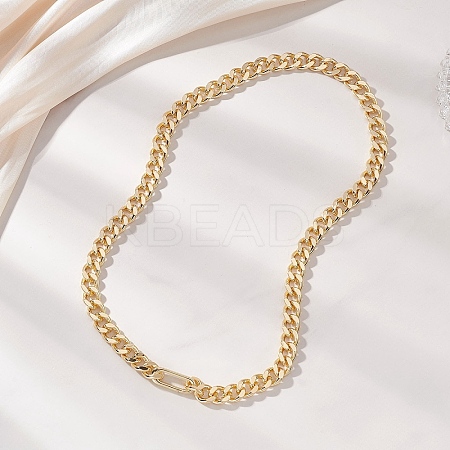 8MM Brass Cuban Link Chain Necklaces for Men Women NJEW-JN05881-1
