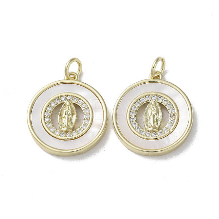 Brass Micro Pave Cubic Zirconia Pendants KK-G485-19E-G-1