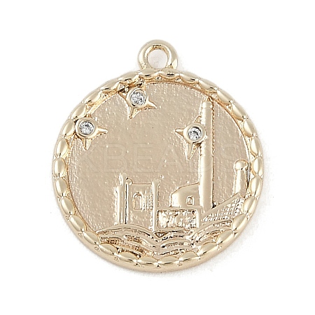 Brass Micro Pave Clear Cubic Zirconia Pendants KK-Z075-10G-1