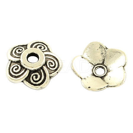 Tibetan Style Alloy Flower Bead Caps TIBE-5221-AS-FF-1