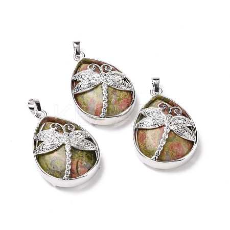 Natural Unakite Pendants G-G900-01P-12-1