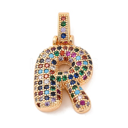 Brass Micro Pave Cubic Zirconia Pendants KK-C076-29R-G02-1