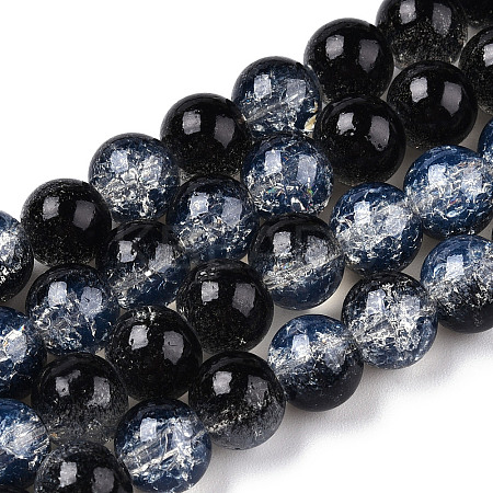 Transparent Crackle Baking Paint Glass Beads Strands DGLA-T003-01C-01-1
