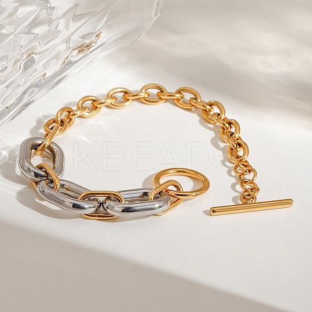 304 Stainless Steel Cable Chain Bracelets for Women BJEW-K279-01GP-1