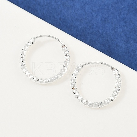 Brass Textured Hoop Earrings EJEW-F378-03B-S-1