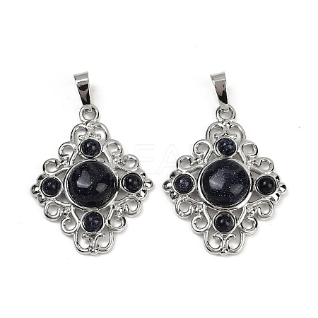 Synthetic Blue Goldstone Pendants G-Z077-01P-14-1