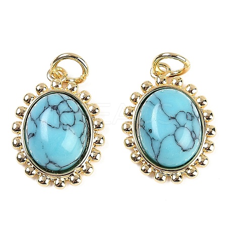 Synthetic Turquoise Oval Pendants KK-U043-46G-A-1