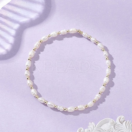 Natural Cultured Freshwater Pearl Beads Stretch Bracelets for Women BJEW-JB13354-1
