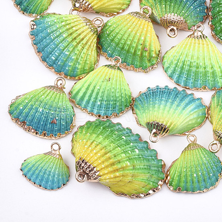 Spray Paint & Electroplate Sea Shell Pendants X-SSHEL-S262-07B-1