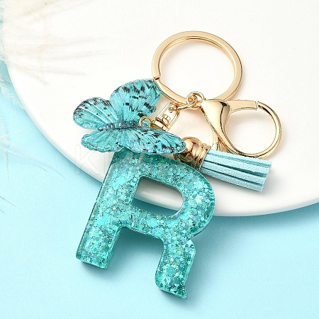 Resin & Acrylic & Faux Suede Tassel Keychain X1-KEYC-YW00119-18-1