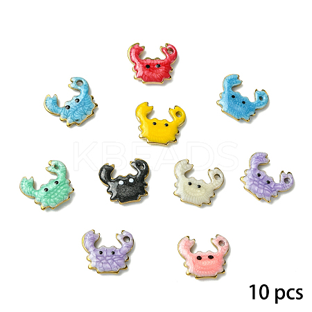 10Pcs 304 Stainless Steel Enamel Charms STAS-YW0003-43E-1