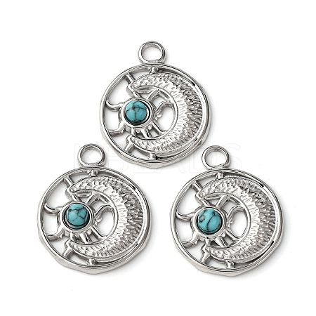 Synthetic Turquoise Sun and Moon Pendants STAS-P406-06P-1
