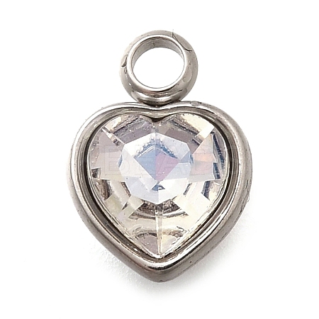 304 Stainless Steel with Rhinestone Pendants STAS-Q346-01P-04-1