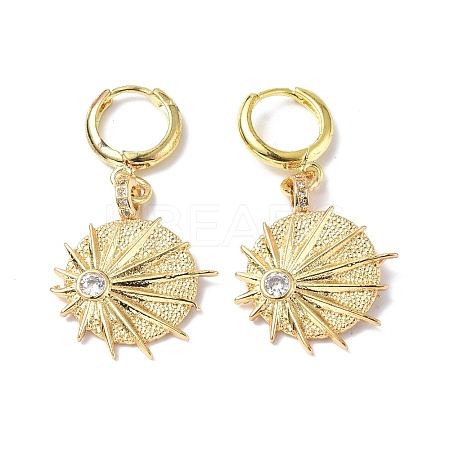Clear Cubic Zirconia Umbrella Dangle Hoop Earrings EJEW-B017-05G-1