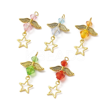 50Pcs 5 Styles Glass Angel Pendants PALLOY-JF01973-S-1