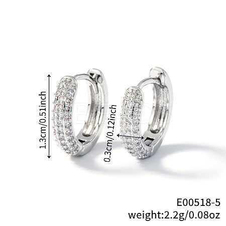 Elegant Brass Rhinestone Ring Hoop Earrings NI2489-2-1