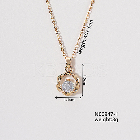 Chic Minimalist Flower Brass Micro Pave Cubic Zirconia Pendant Necklaces LU0770-1-1