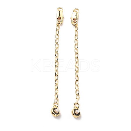 Brass Enamel ABS Imtation Pearl End with Chain KK-B129-27G-02-1