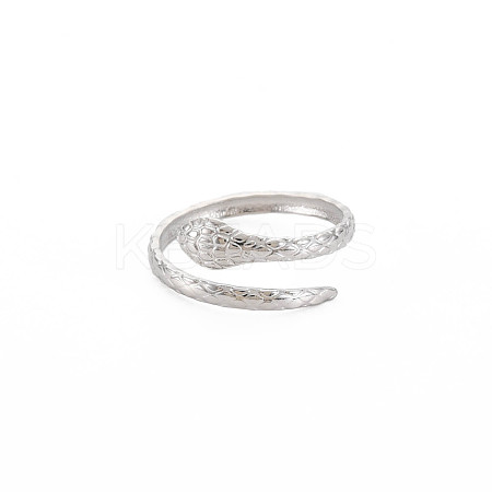 Non-Tarnish 304 Stainless Steel Snake Open Cuff Ring for Women RJEW-S405-179P-1