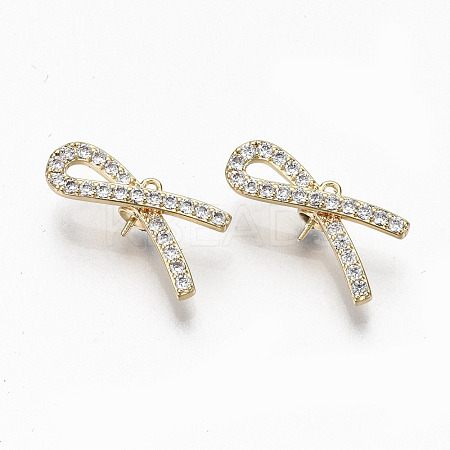 Brass Micro Pave Clear Cubic Zirconia Peg Bails Pendants KK-R117-011-NF-1