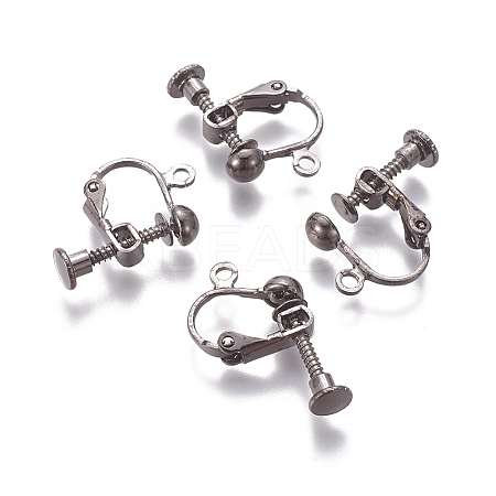 Rack Plated Brass Screw Clip-on Earring Findings LS-KK-P169-04B-1
