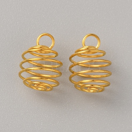 Stainless Steel Spiral Bead Cage Pendants STAS-WH0016-57G-1