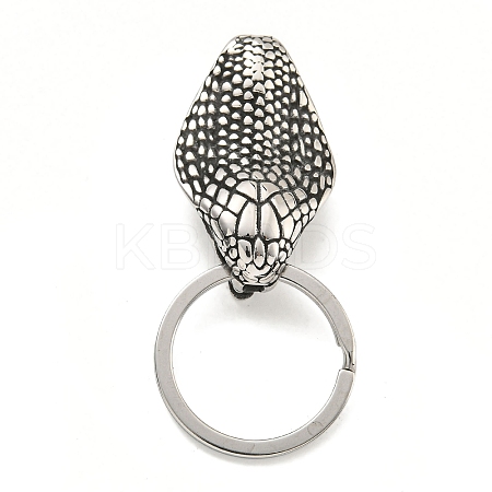 Tibetan Style 316 Surgical Stainless Steel Fittings with 304 Stainless Steel Key Ring FIND-Q101-02AS-1