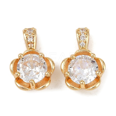 Brass Micro Pave Cubic Zirconia Charms KK-F906-01G-1
