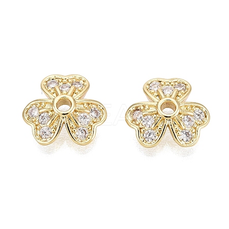 Brass Micro Pave Clear Cubic Zirconia Bead Caps KK-Q071-11G-02-1