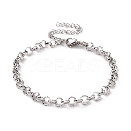 Non-Tarnish 304 Stainless Steel Rolo Chain Bracelet for Men Women BJEW-E031-06P-04-1