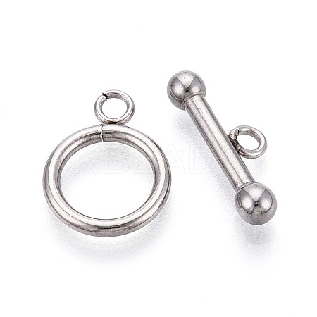 Non-Tarnish 304 Stainless Steel Ring Toggle Clasps STAS-A092-09I-P-1