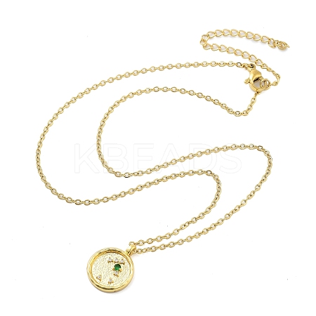 304 Stainless Steel Cubic Zirconia Constellation Flat Round Pendants LS-STAS-S145-01I-1