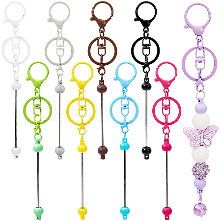 10Pcs 10 Colors Alloy Bar Beadable Keychain Clasps FIND-SC0017-20-1