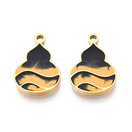 304 Stainless Steel & Enamel Gourd Pendants STAS-T073-12G-1