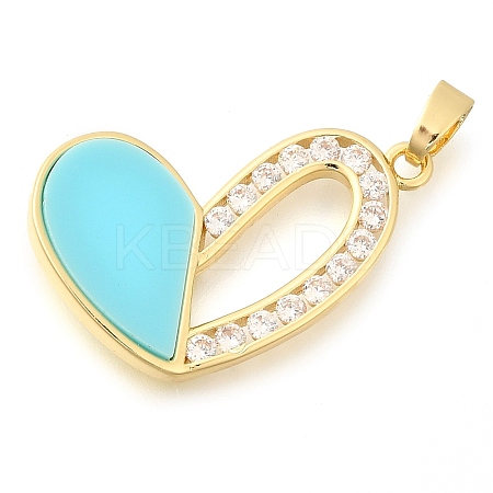 Brass Micro Pave Cubic Zirconia with Acrylic Pendants KK-S049-22G-1