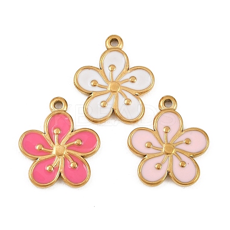 304 Stainless Steel Enamel Pendants STAS-A135-15B-G-1