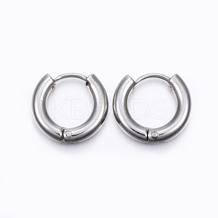 Tarnish Resistant 304 Stainless Steel Huggie Hoop Earrings EJEW-F111-14mm-P-1