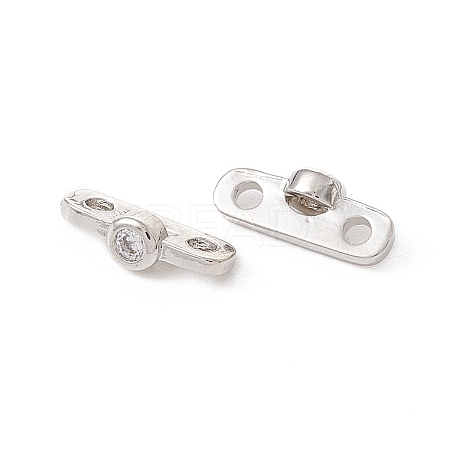 Rack Plating Brass Pave Clear Cubic Zirconia Connector Charms LS-KK-G433-04P-1