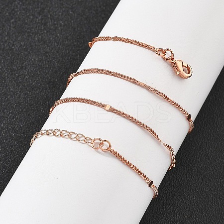 Brass Curb Chains Necklaces for Women NJEW-D302-18RG-1