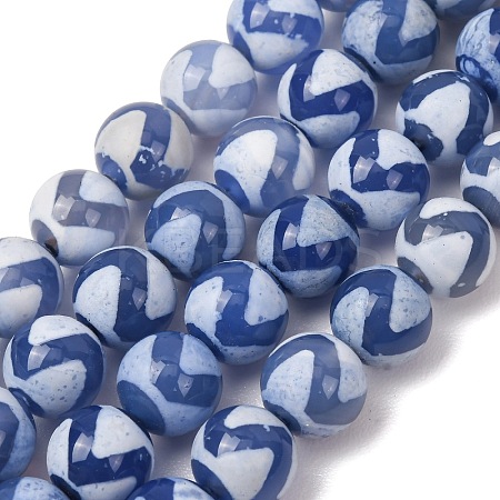 Natural Tibetan Wave Pattern dZi Agate Beads Strands G-B084-A05-02-1